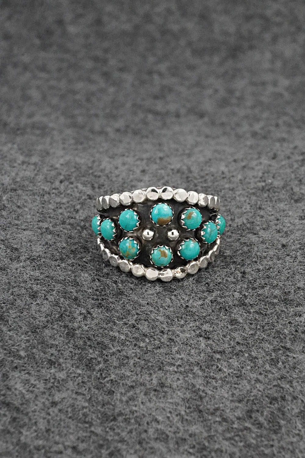 Turquoise & Sterling Silver Ring - Kenny Lonjose - Size 8.5
