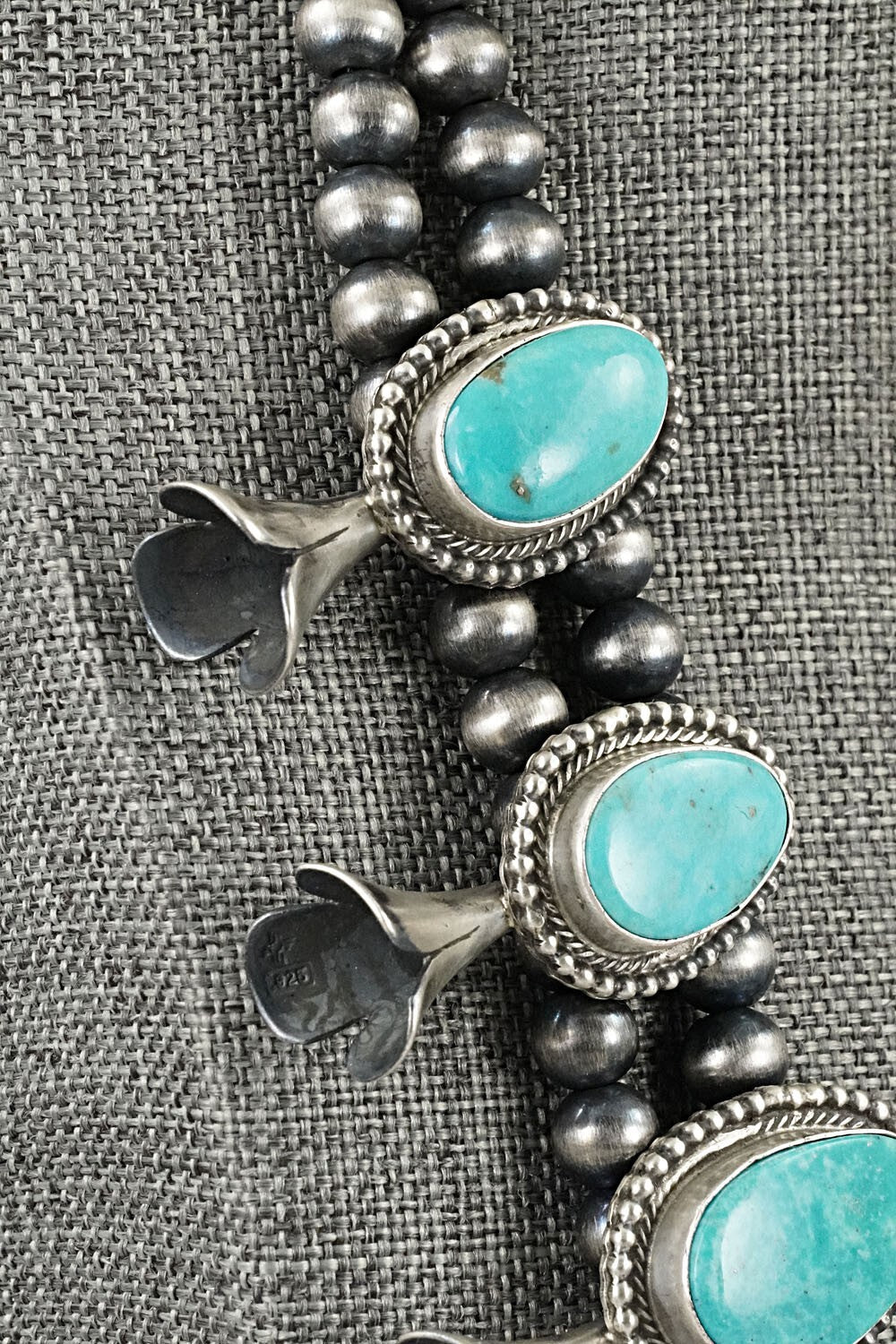 Turquoise & Sterling Silver Squash Blossom Set - Kathleen Chavez
