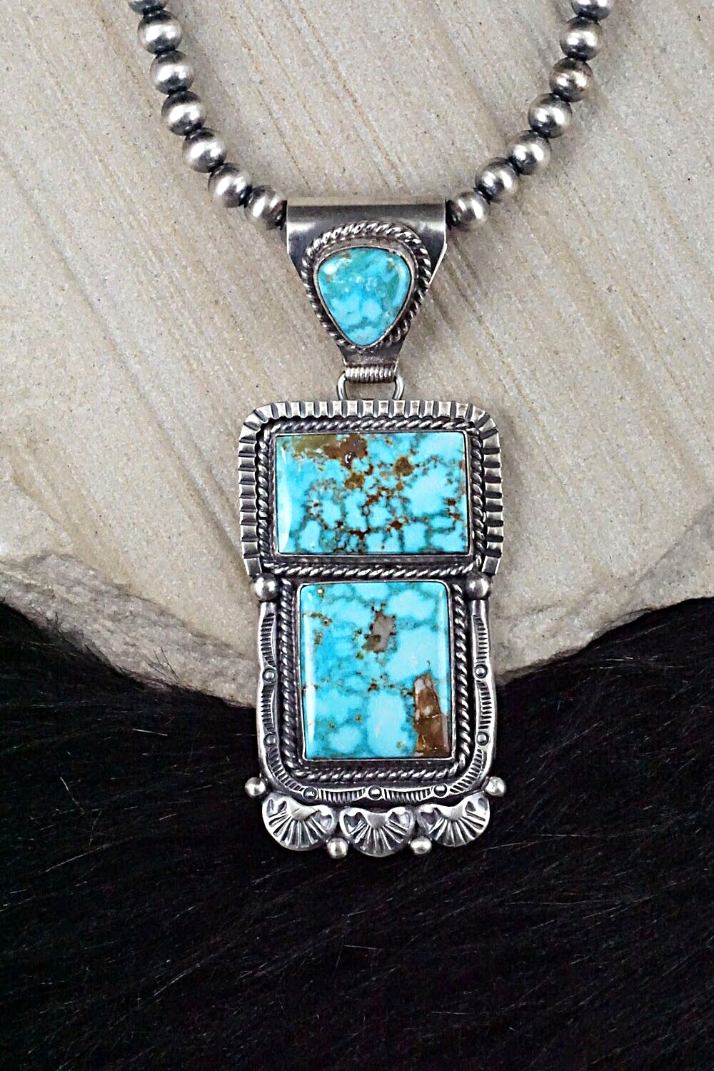 Turquoise & Sterling Silver Necklace - Raymond Delgarito
