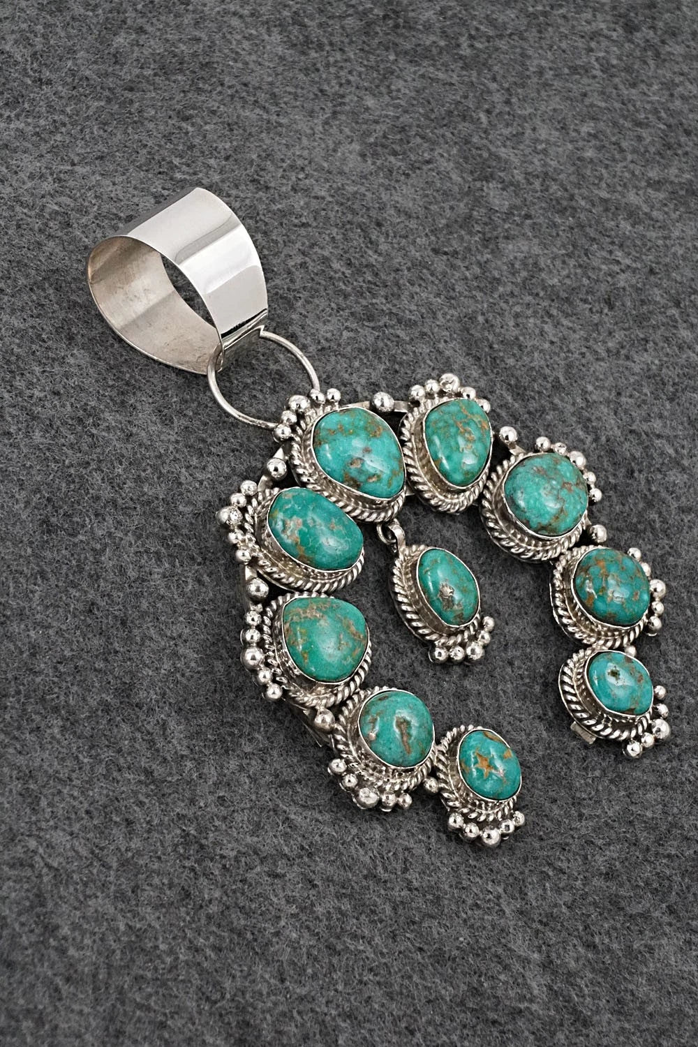 Turquoise and Sterling Silver Naja Pendant - Vernon Johnson