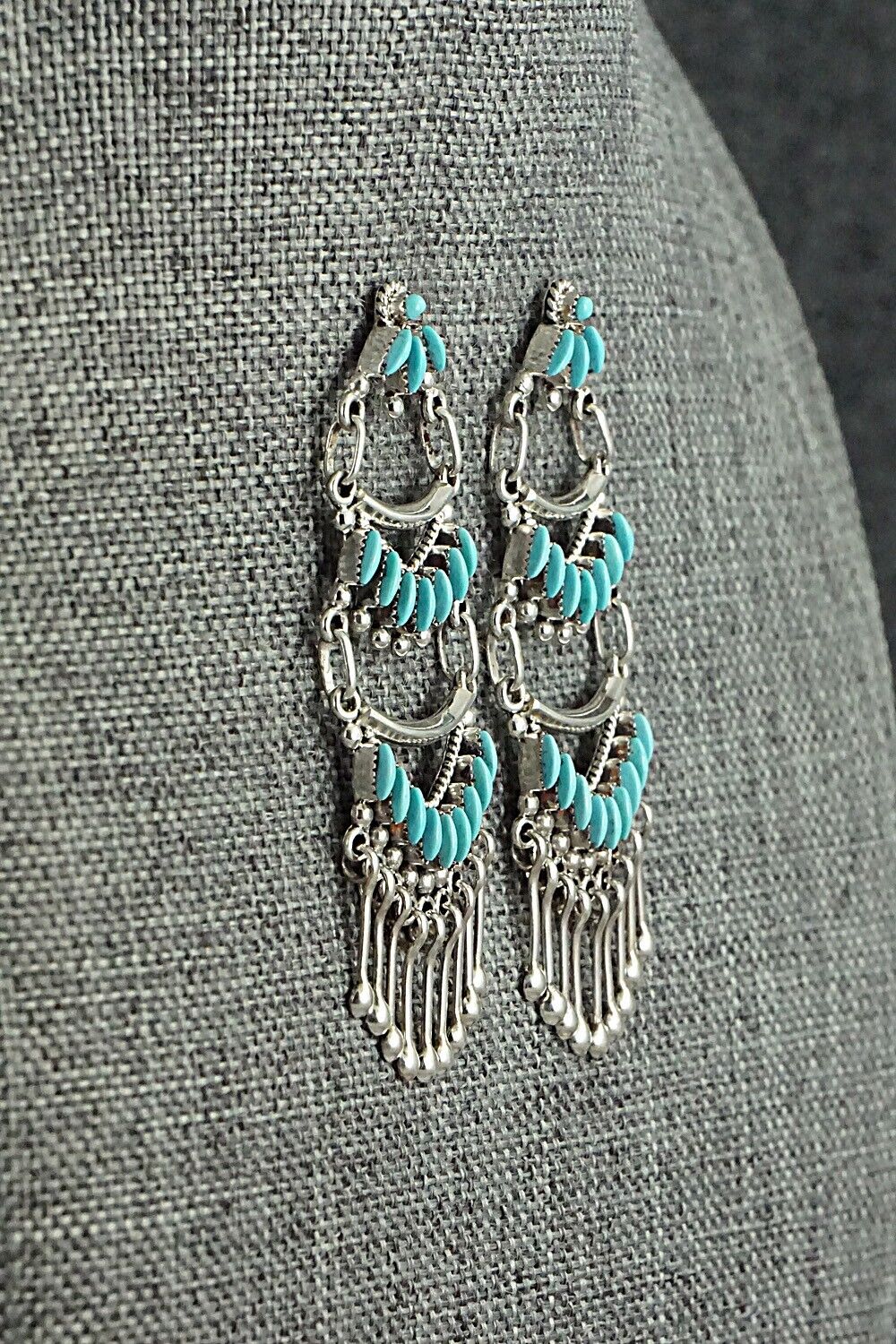 Turquoise & Sterling Silver Earrings - Stewart Nakatewa