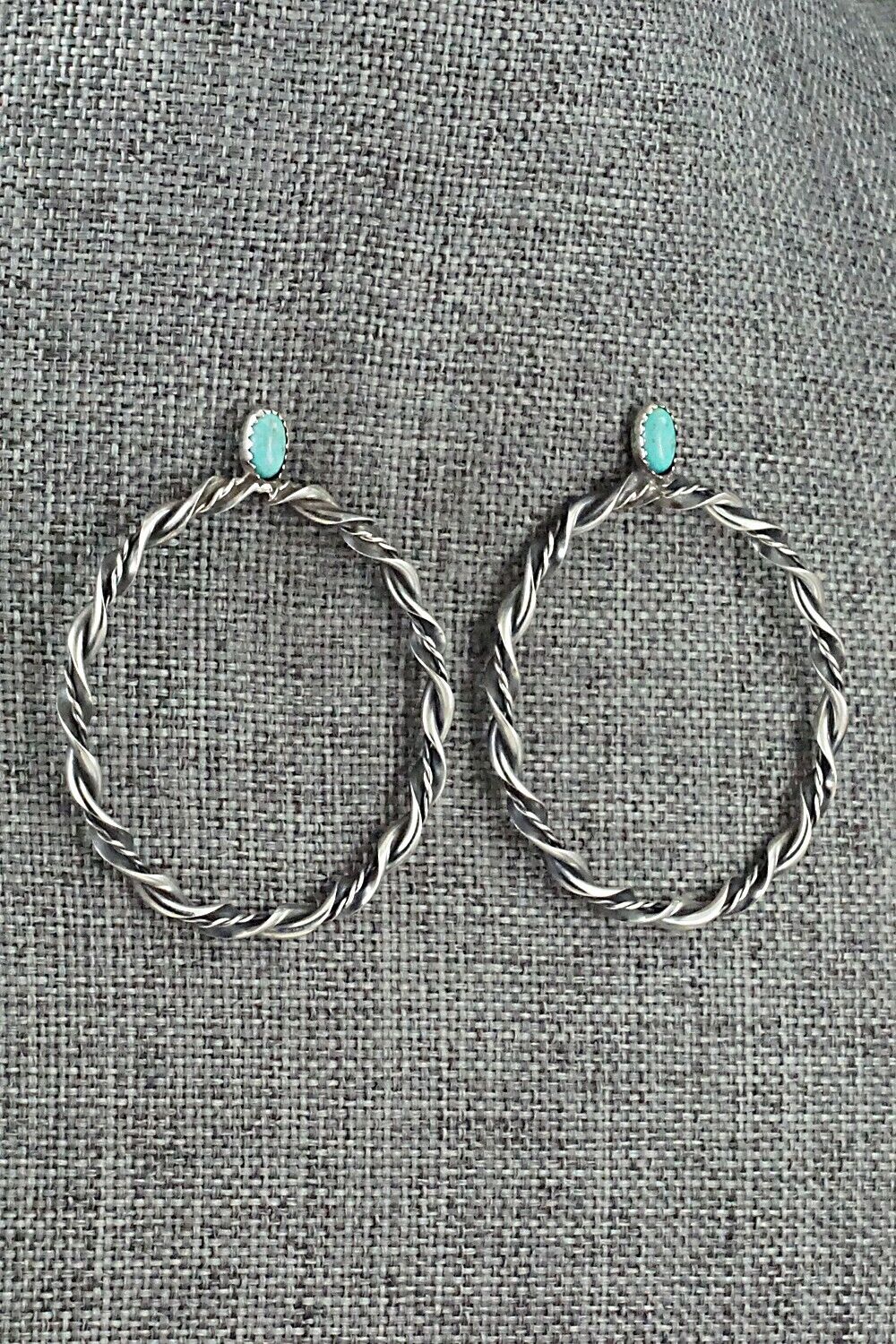 Turquoise & Sterling Silver Earrings - Nelson Leonard Jr.