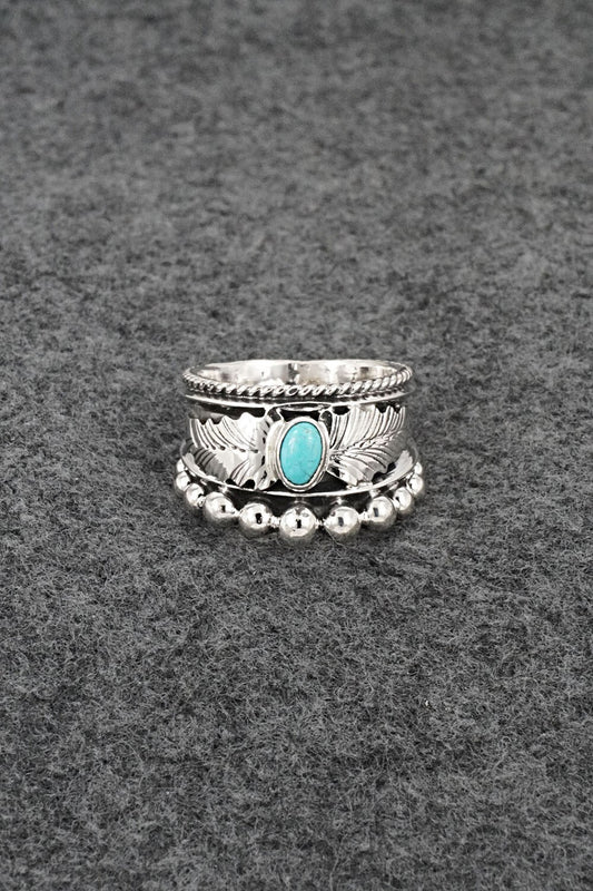 Turquoise & Sterling Silver Ring - Tom Lewis - Size 8
