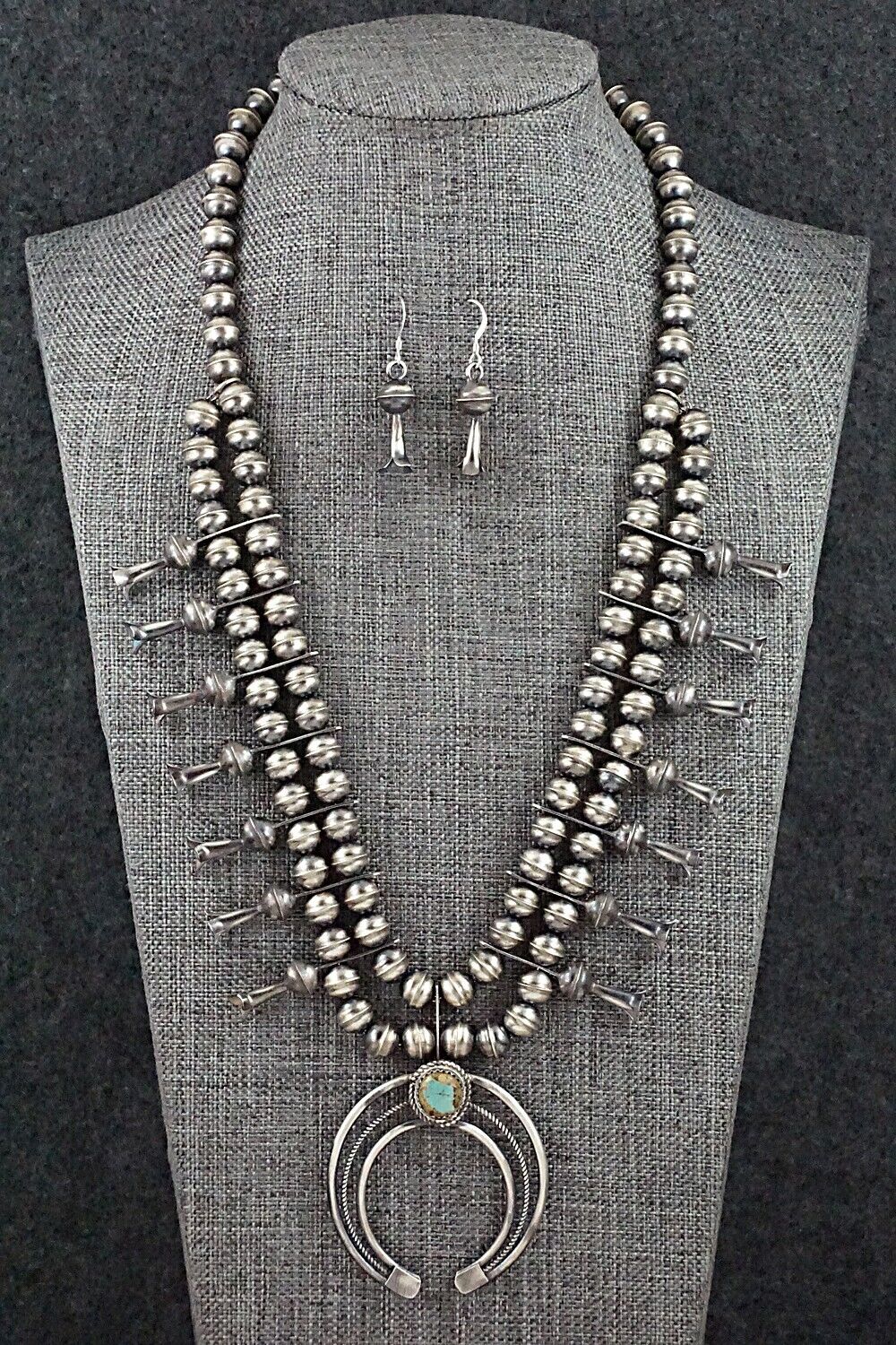 Turquoise & Sterling Silver Squash Blossom Set - Phil Garcia