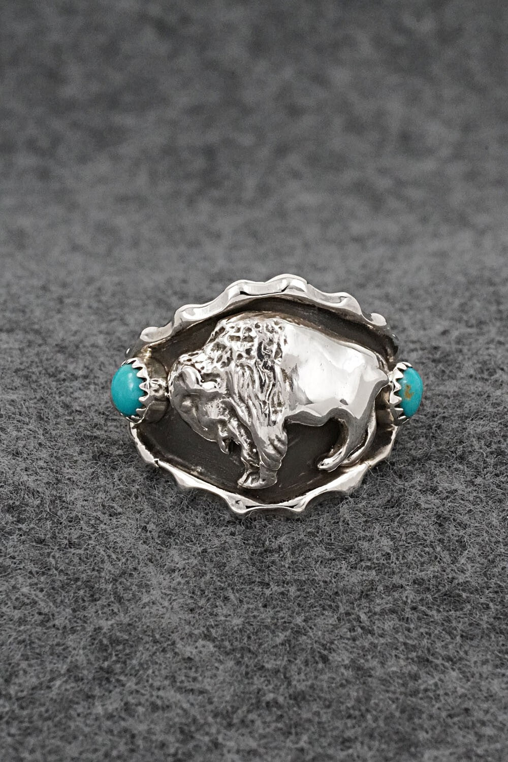 Turquoise & Sterling Silver Ring - Genevieve Francisco - Size 12