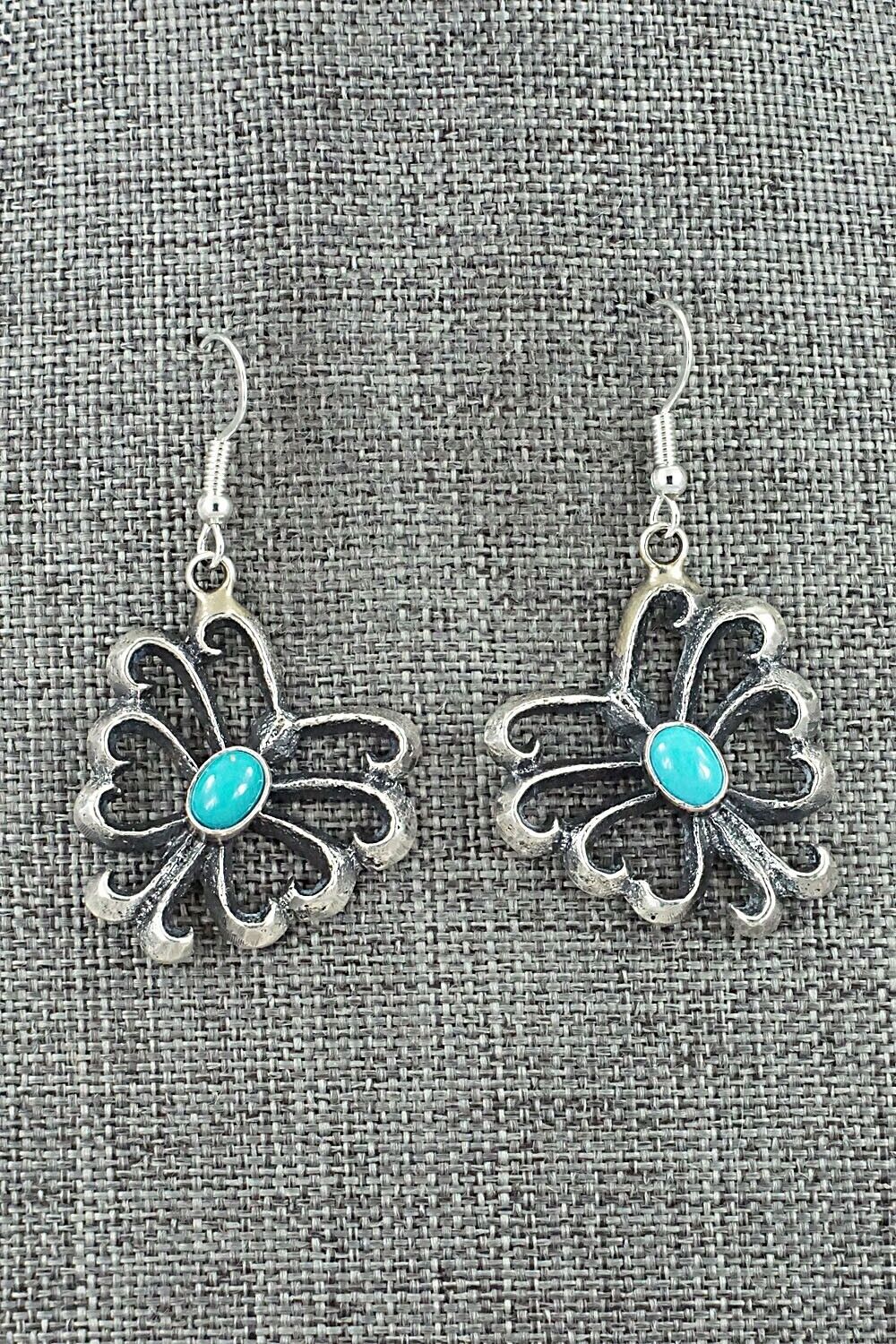 Turquoise and Sterling Silver Earrings - Mekechto Jim