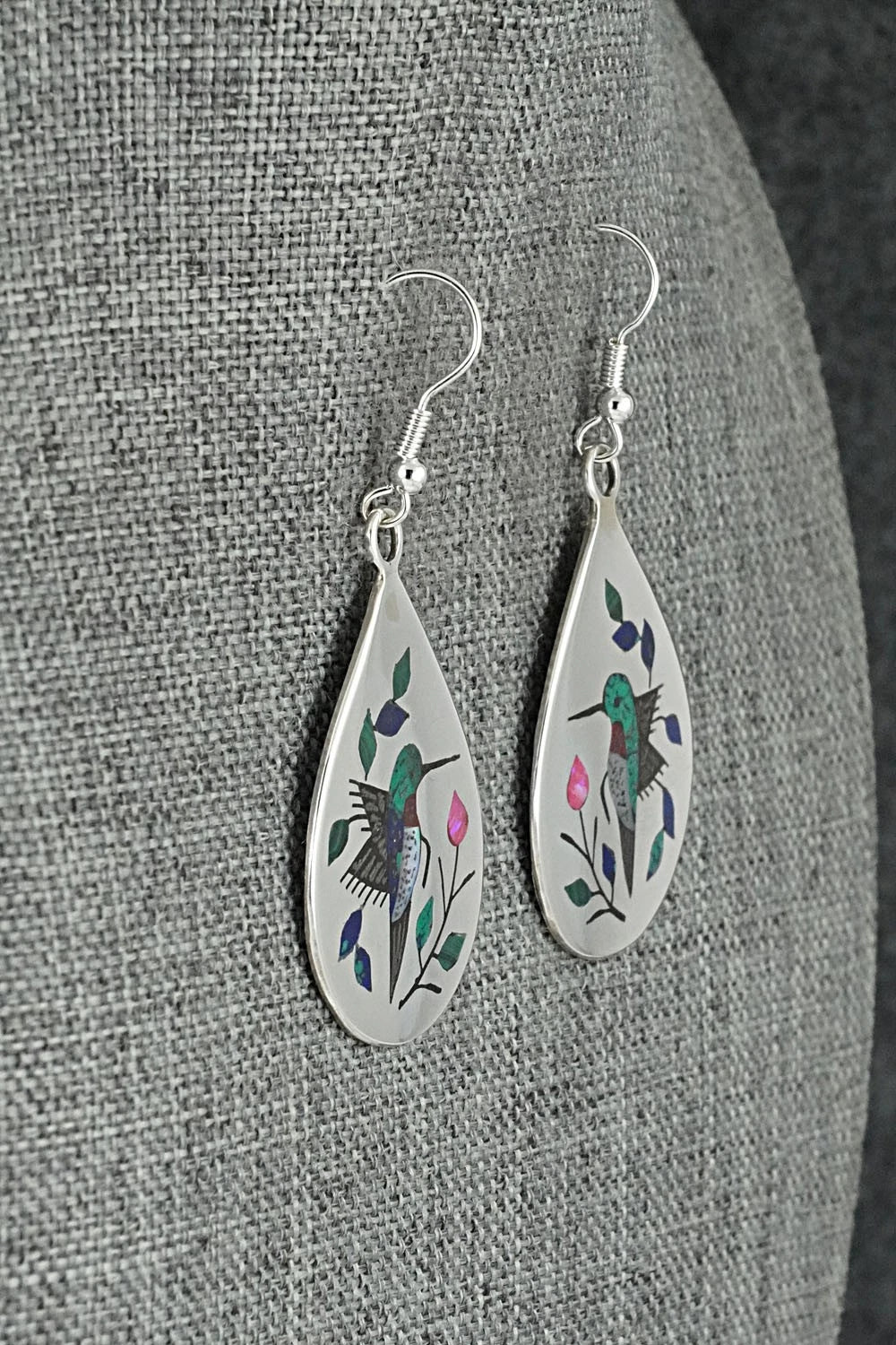 Multi-Stone Inlay & Sterling Silver Earrings - Raymond Boyd