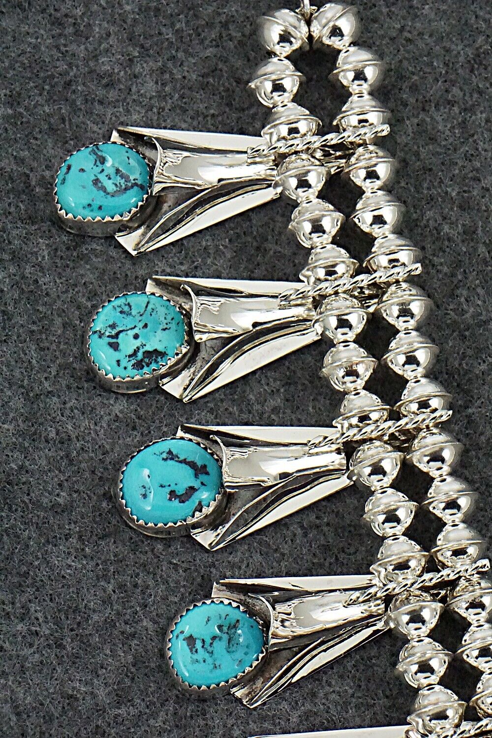 Turquoise & Sterling Silver Squash Blossom Set - Louise Yazzie
