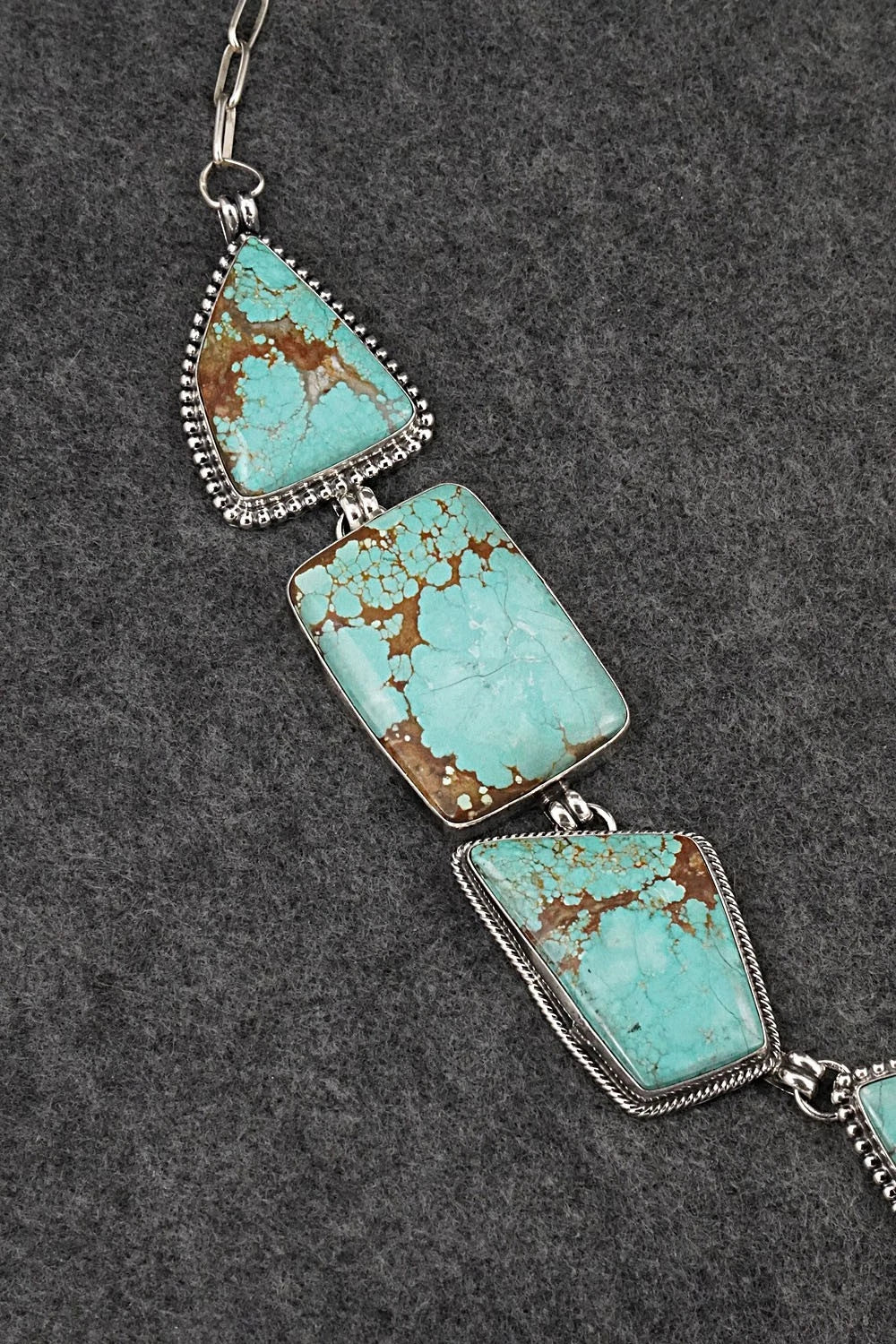 Turquoise & Sterling Silver Necklace and Earrings Set - Darrin Livingston