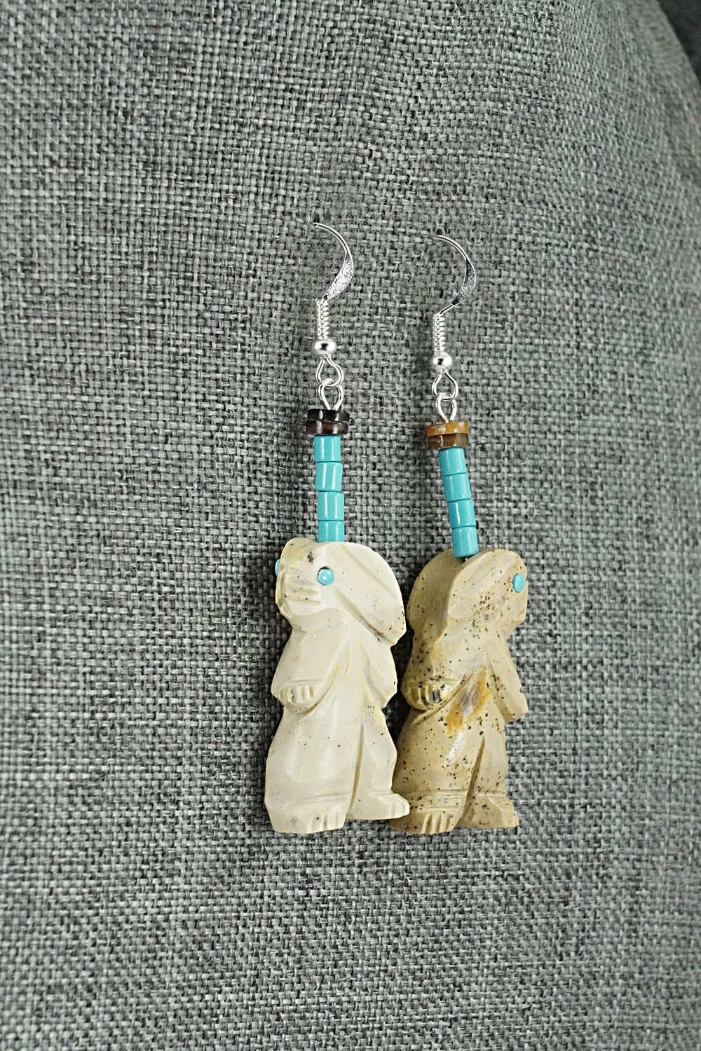 Multi-Stone Rabbit Fetish & Sterling Silver Necklace Set - Dannette Laate