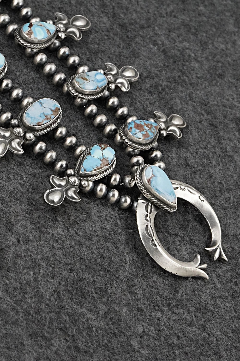 Turquoise & Sterling Silver Squash Blossom Set - Matthew Gordon