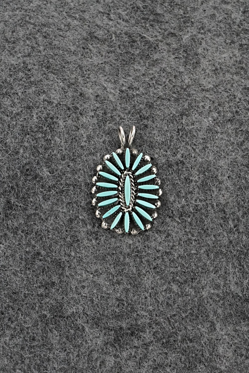 Turquoise & Sterling Silver Pendant - Fritzon Owaleon