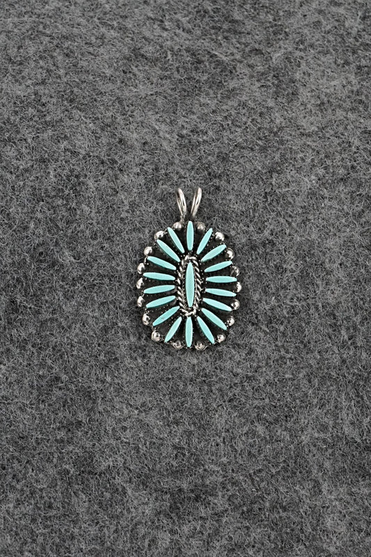 Turquoise & Sterling Silver Pendant - Fritzon Owaleon