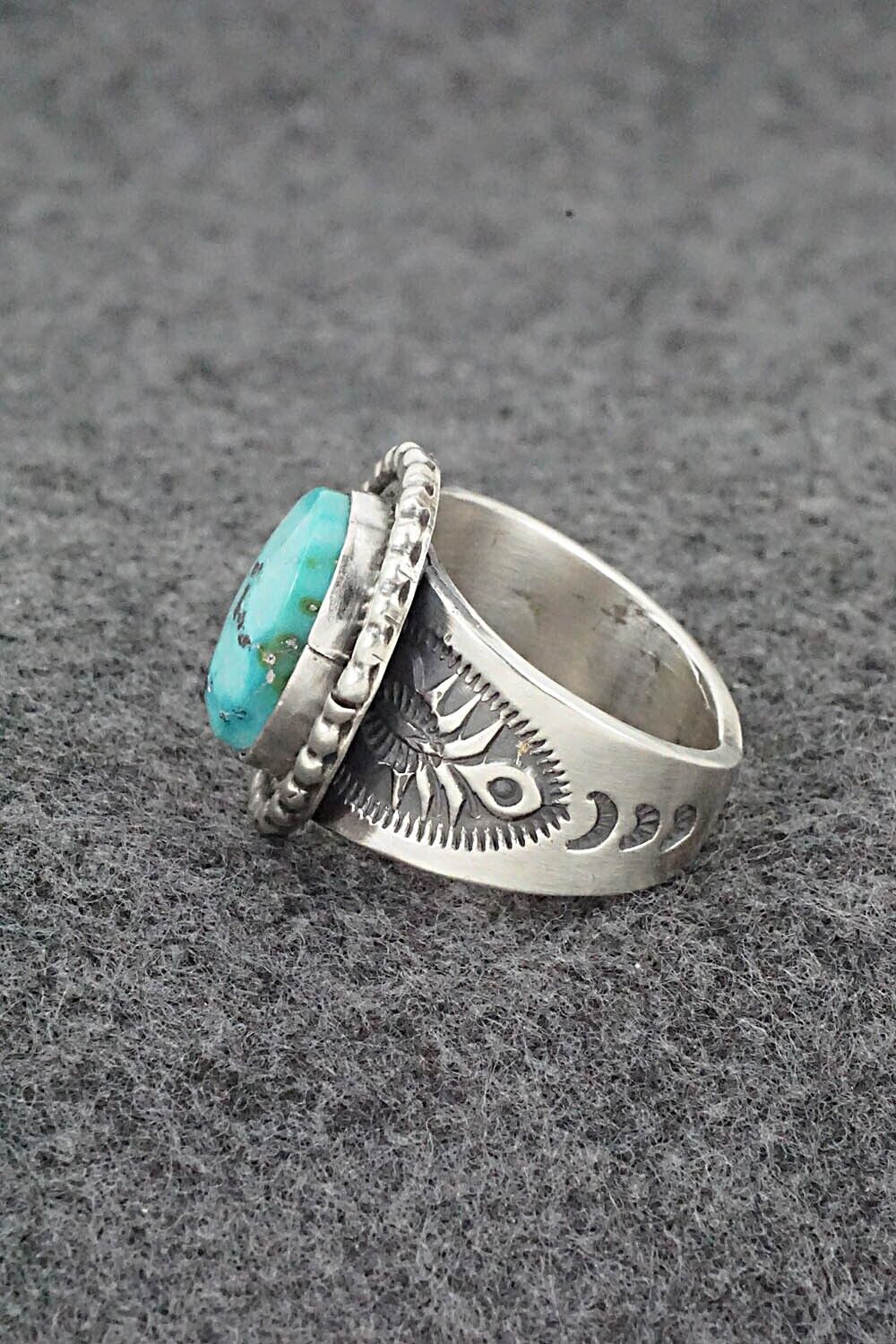 Turquoise & Sterling Silver Ring - Samuel Yellowhair - Size 8