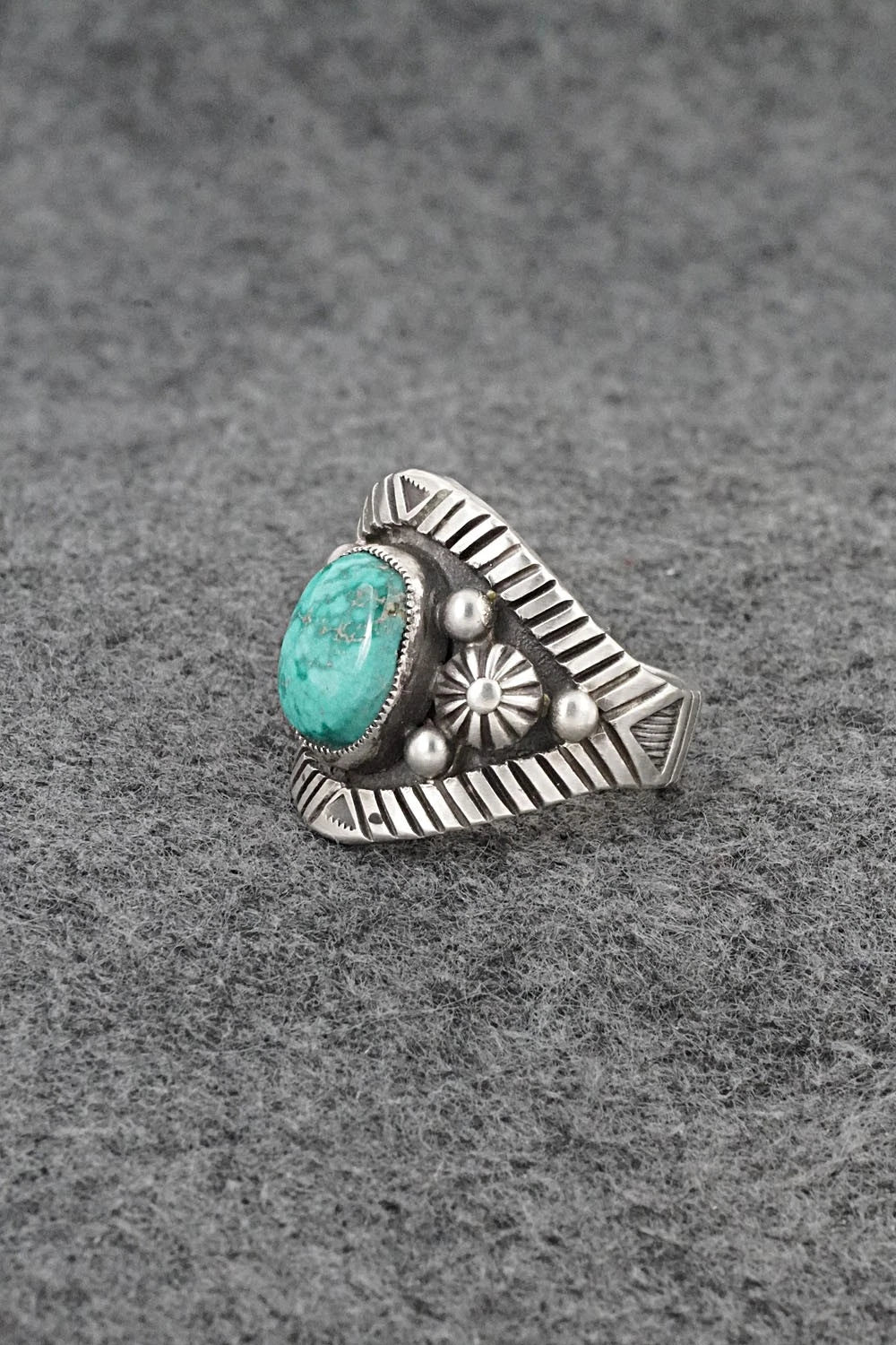 Turquoise & Sterling Silver Ring - Calvin Martinez - Size 8