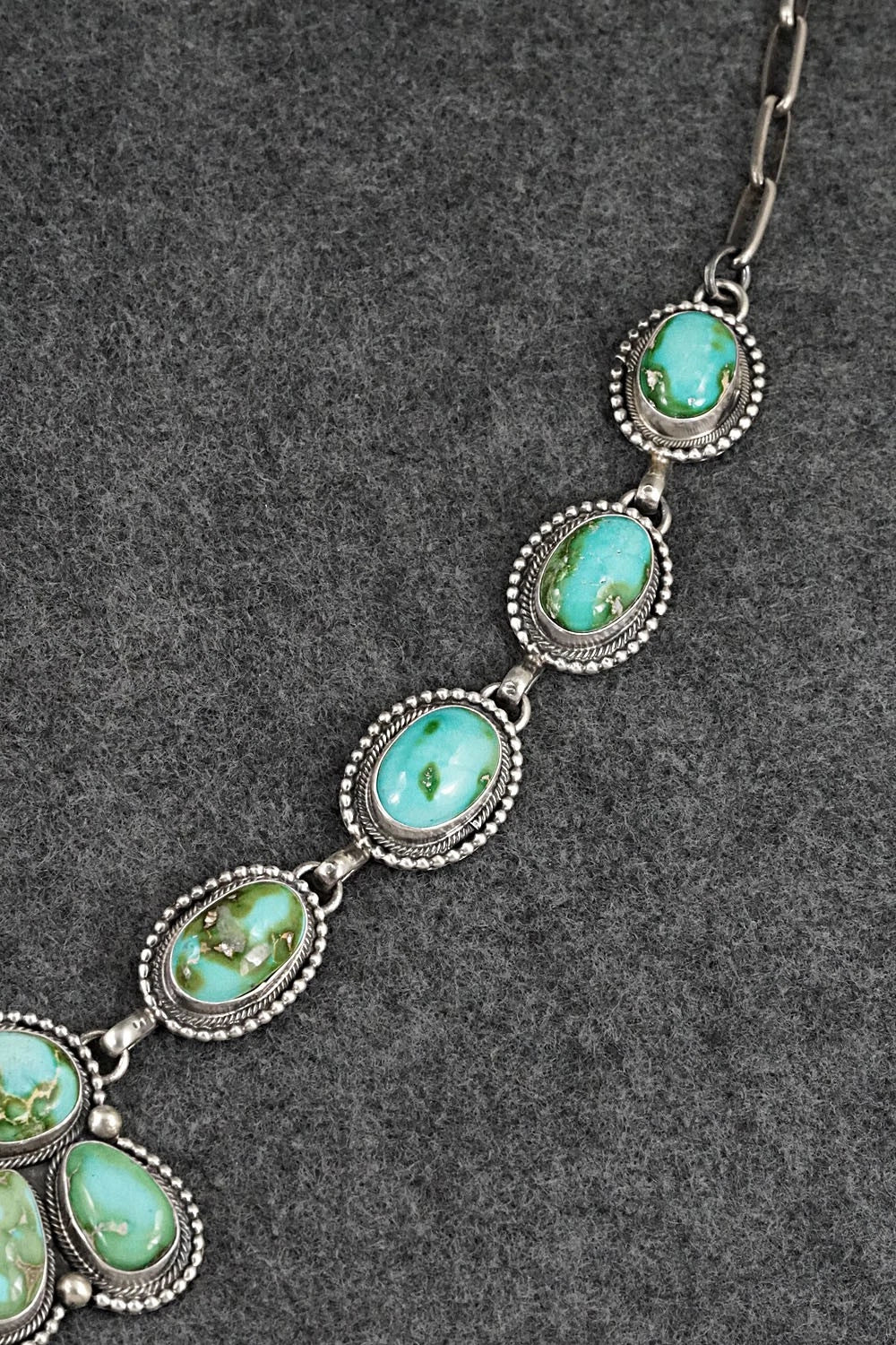 Turquoise & Sterling Silver Necklace and Earrings Set - Paul Livingston