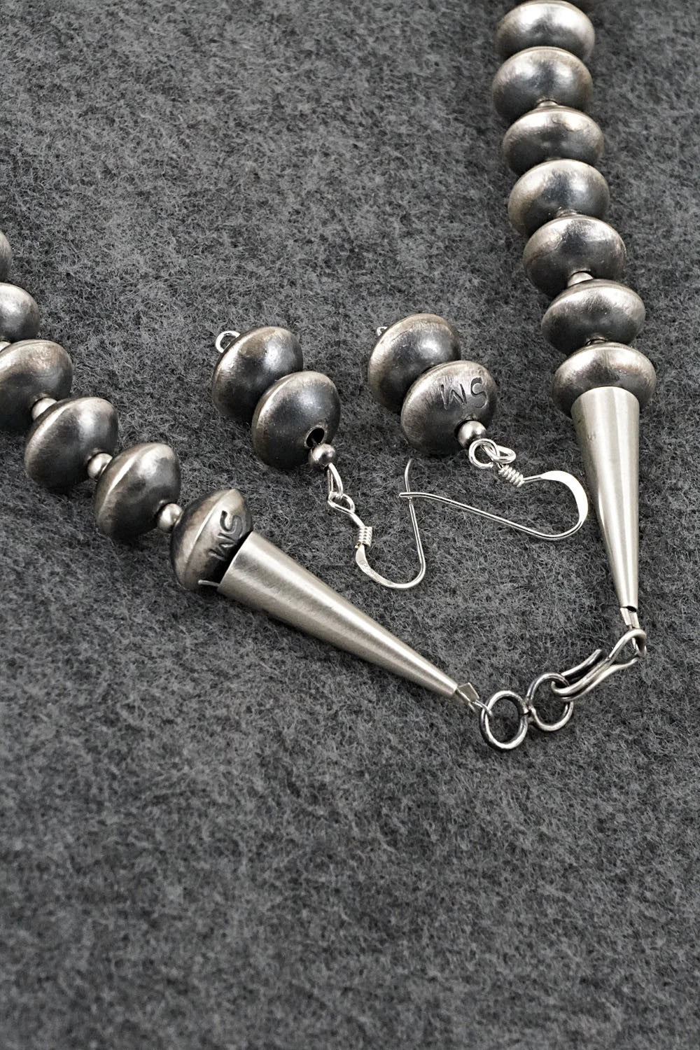 Sterling Silver Navajo Pearl Necklace & Earrings Set - Shelby Montoya