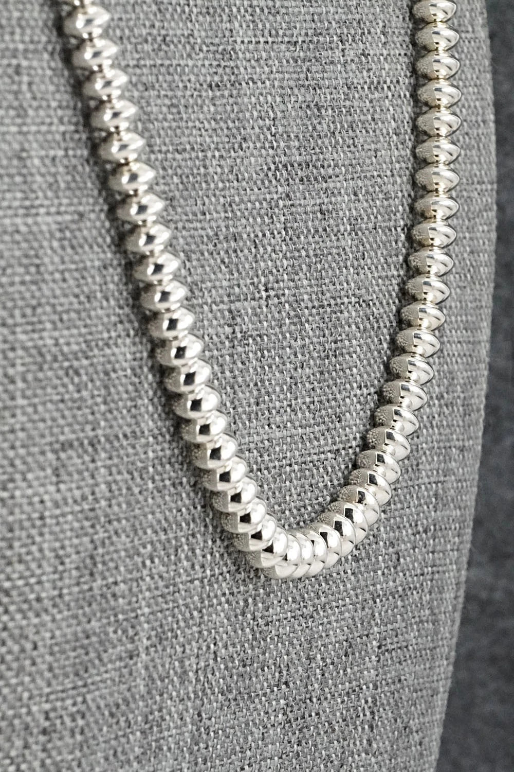Sterling Silver Navajo Pearl Necklace 23" - Marie Yazzie