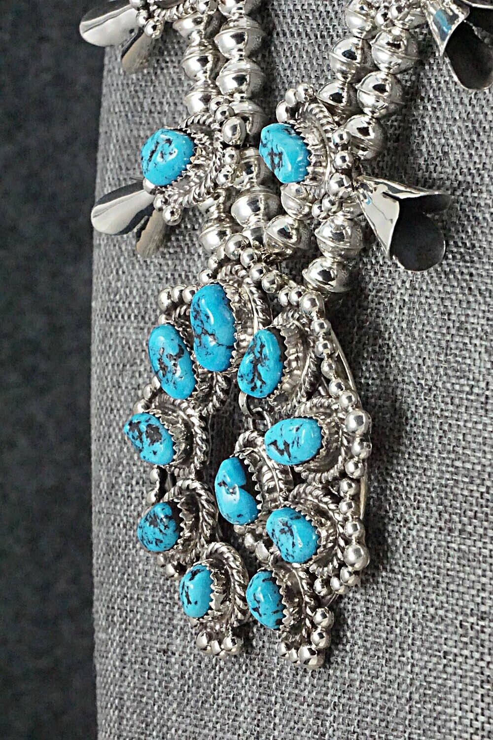 Turquoise & Sterling Silver Squash Blossom Set - Vernon Johnson