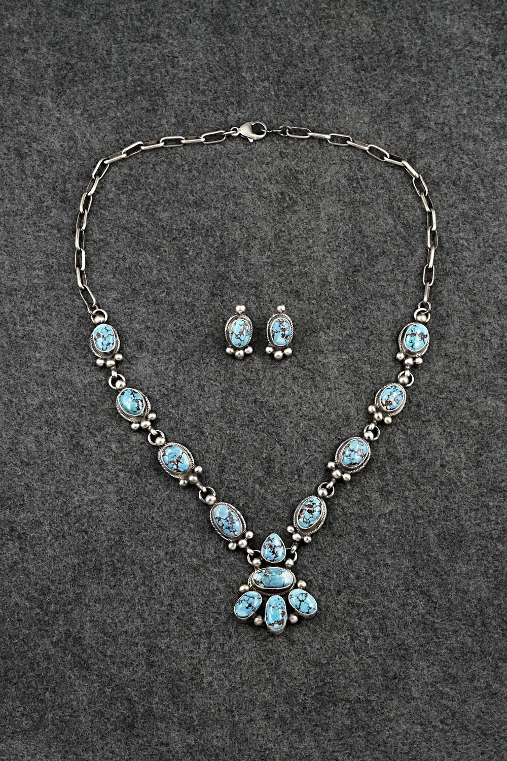 Turquoise & Sterling Silver Necklace and Earrings Set - Kathleen Livingston