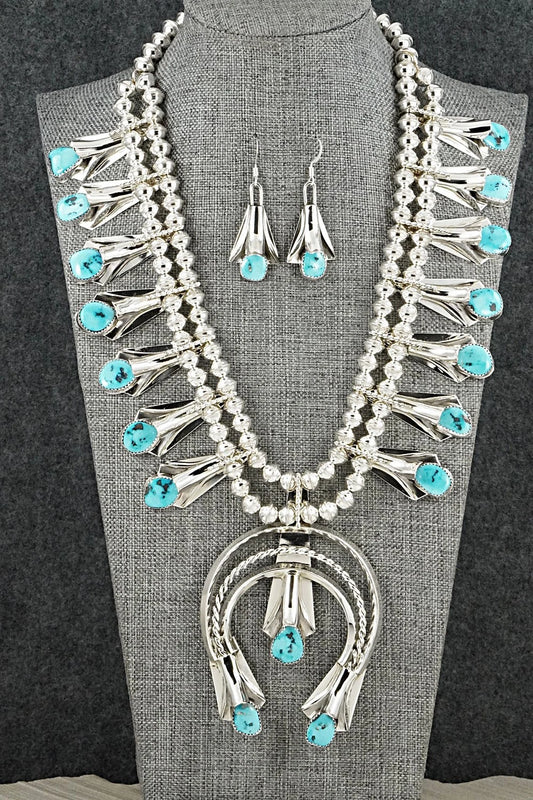Turquoise & Sterling Silver Squash Blossom Set - Louise Yazzie