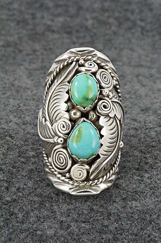 Turquoise & Sterling Silver Ring - Julia Etsitty - Size 8.5