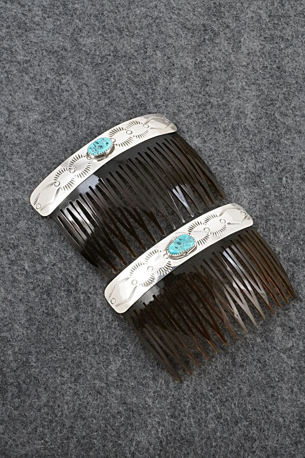 Turquoise & Sterling Silver Hair Combs - Joann Silver