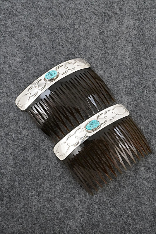 Turquoise & Sterling Silver Hair Combs - Joann Silver