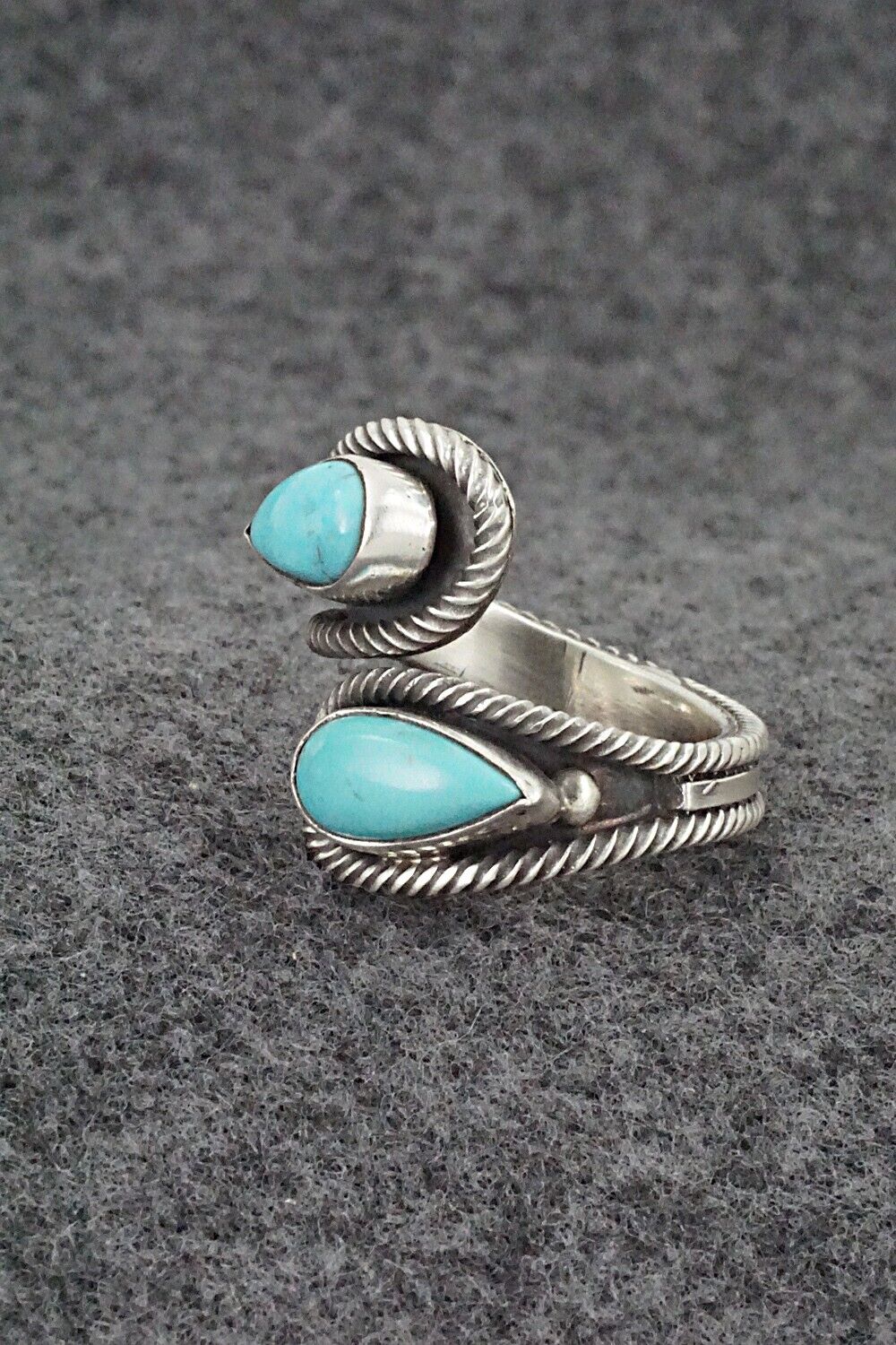 Turquoise & Sterling Silver Ring - Kenny Lonjose - Size 8