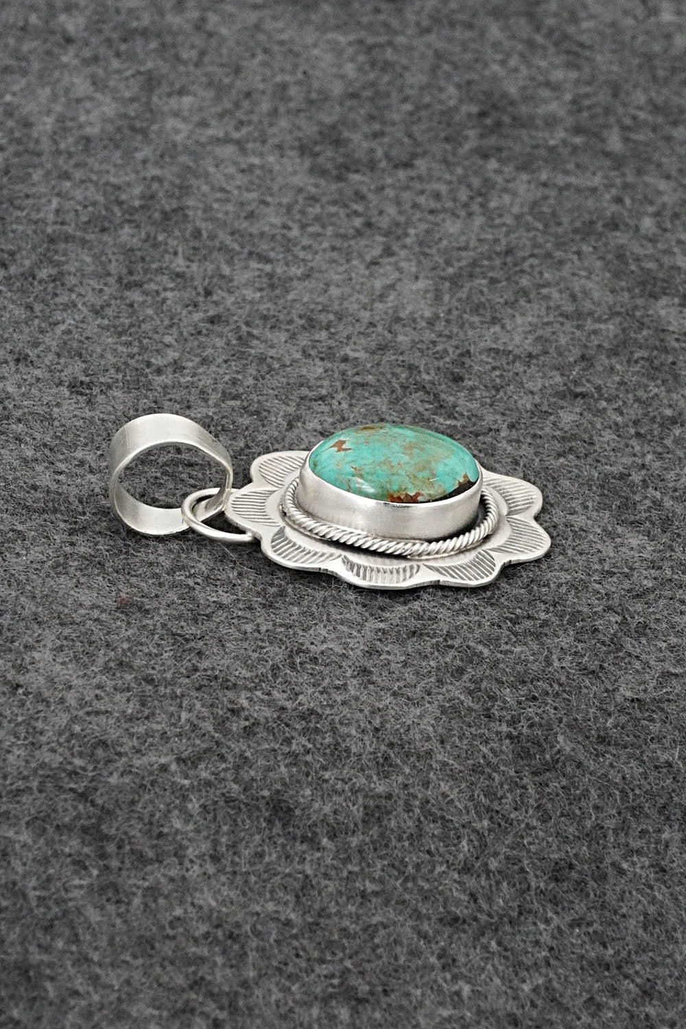 Turquoise & Sterling Silver Pendant - Cordell Platero