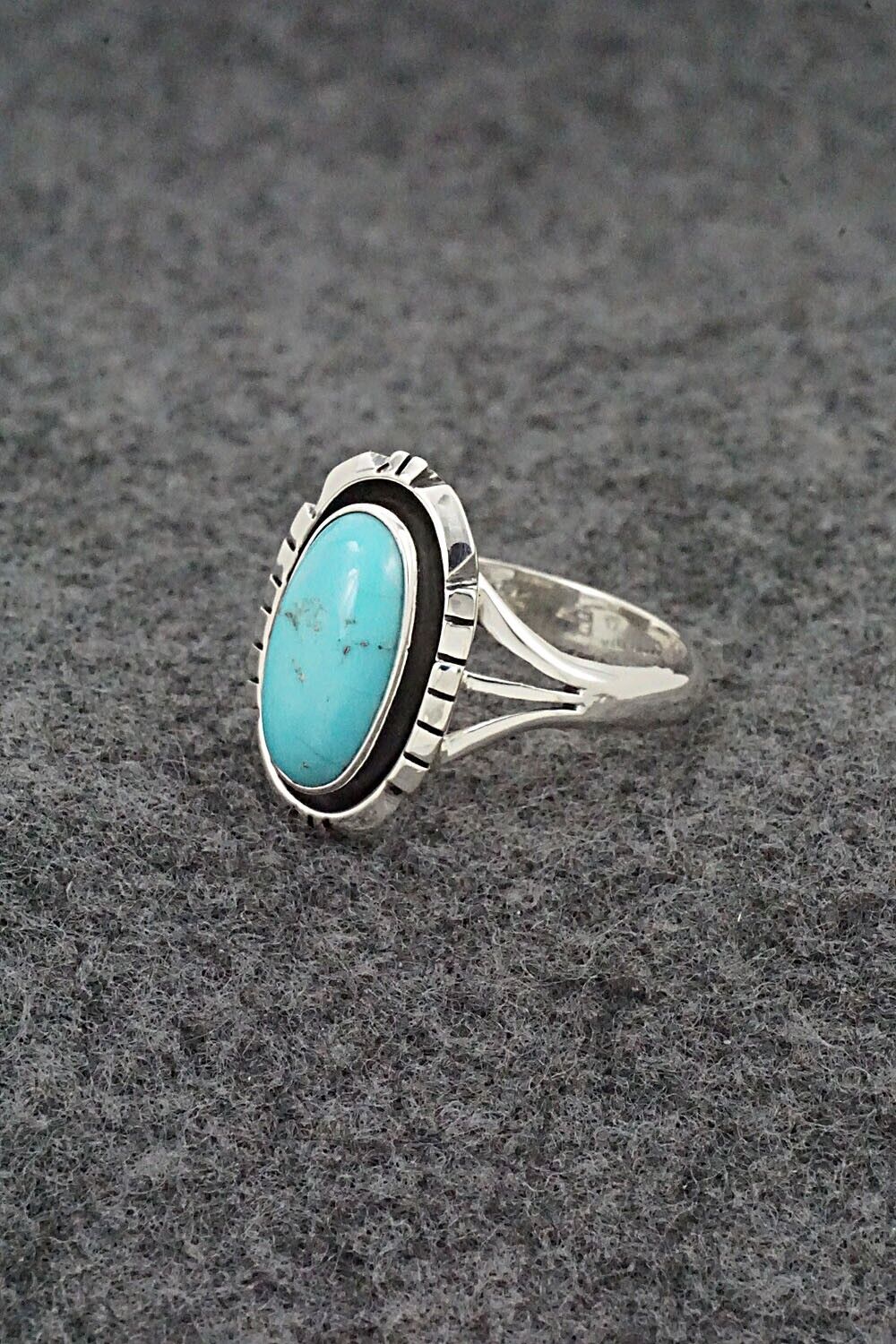 Turquoise & Sterling Silver Ring - Amos Begay - Size 8.5