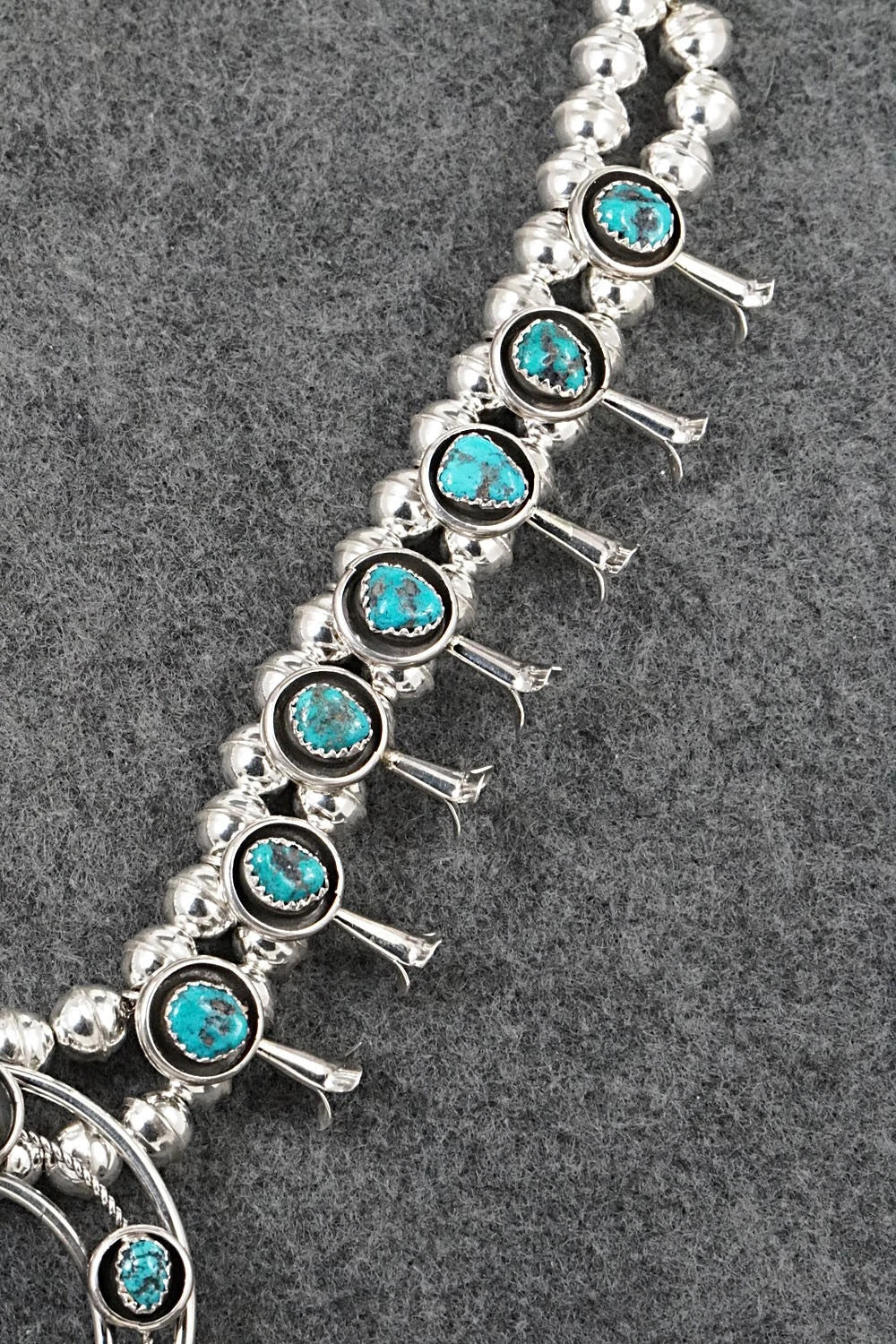 Turquoise & Sterling Silver Squash Blossom Set - Phil Garcia