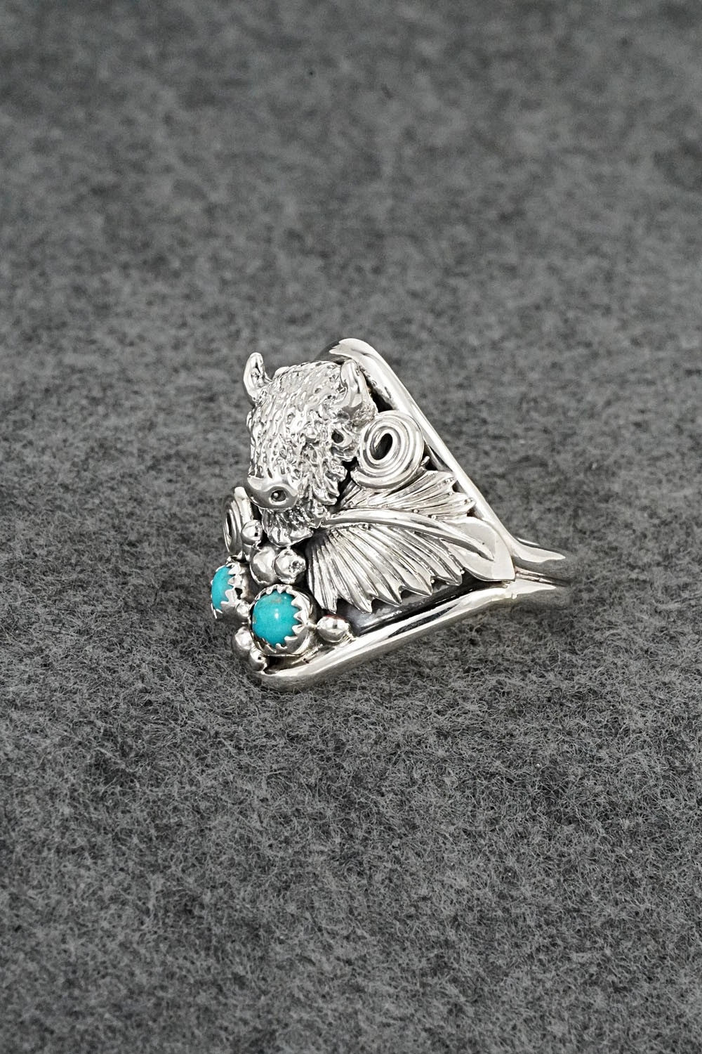 Turquoise & Sterling Silver Ring - Darrell Morgan - Size 13.5