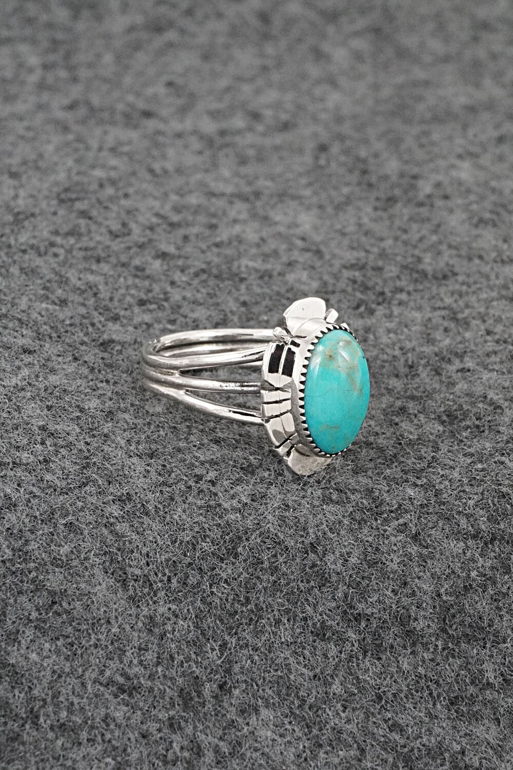 Turquoise & Sterling Silver Ring - Leona Delgarito - Size 7