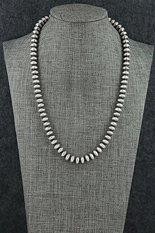 Sterling Silver Navajo Pearl Necklace 18" - Dorinda Mariano