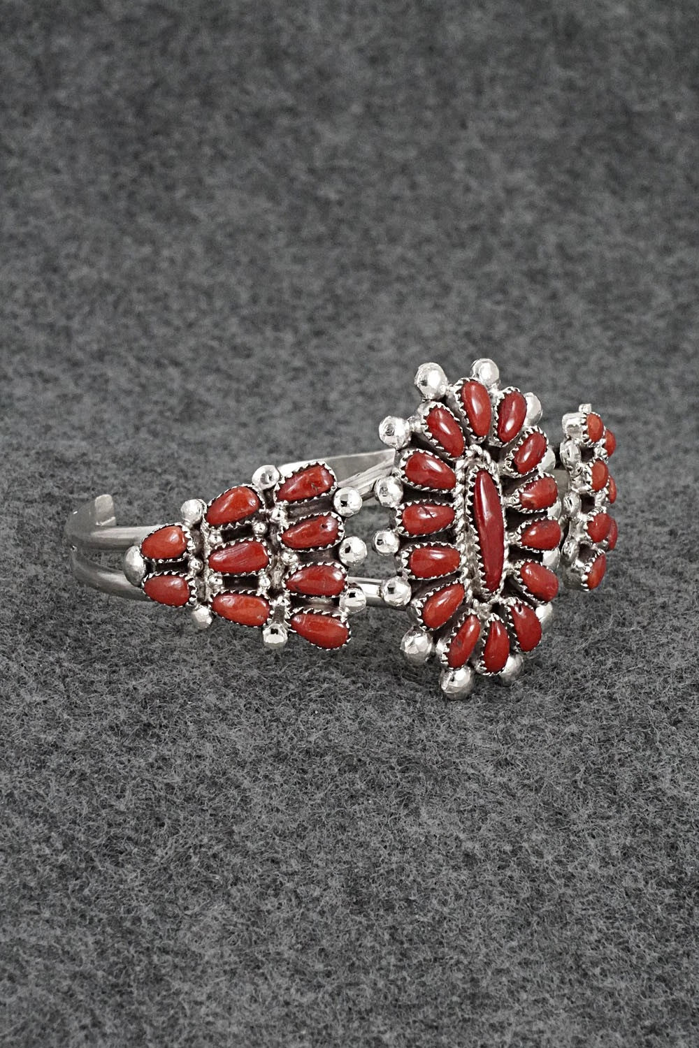 Coral & Sterling Silver Bracelet - Lorraine Waatsa