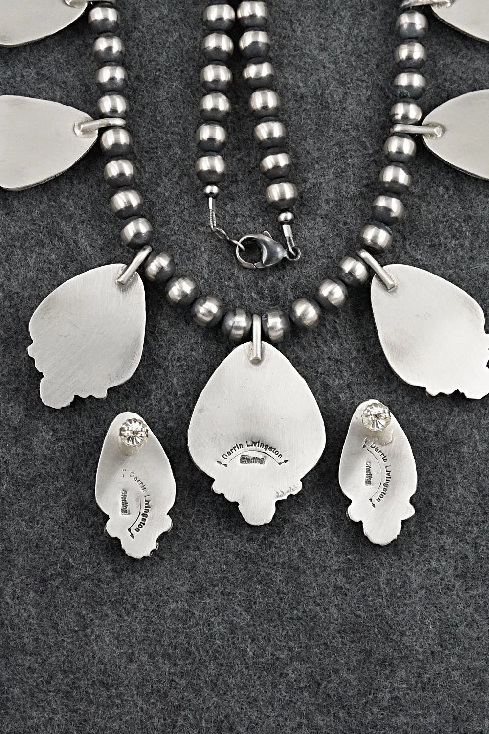 White Buffalo & Sterling Silver Necklace and Earrings Set - Darrin Livingston