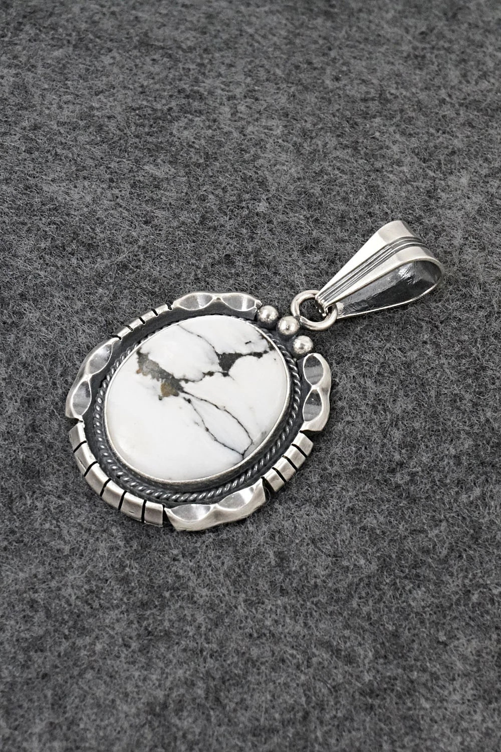 White Buffalo & Sterling Silver Pendant - Samuel Yellowhair