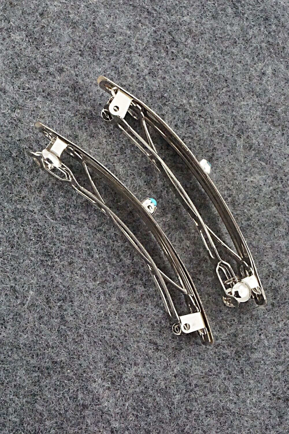 Turquoise & Sterling Silver Hair Barrettes - Randall Dalgai