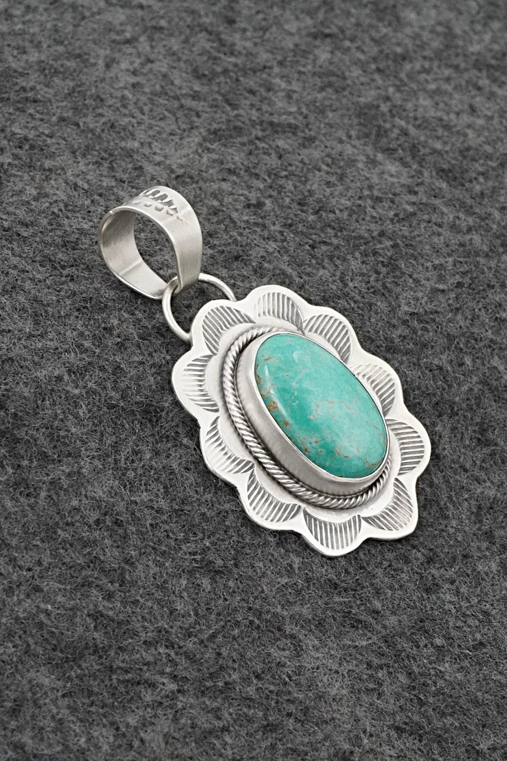 Turquoise & Sterling Silver Pendant - Cordell Platero