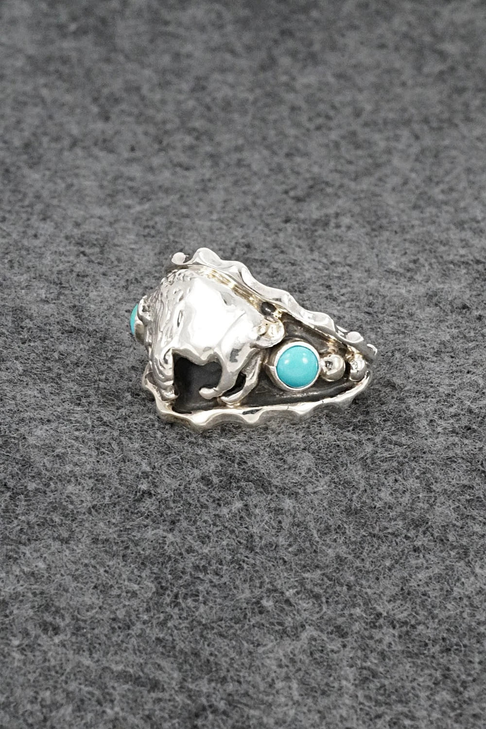 Turquoise & Sterling Silver Ring - Genevieve Francisco - Size 13