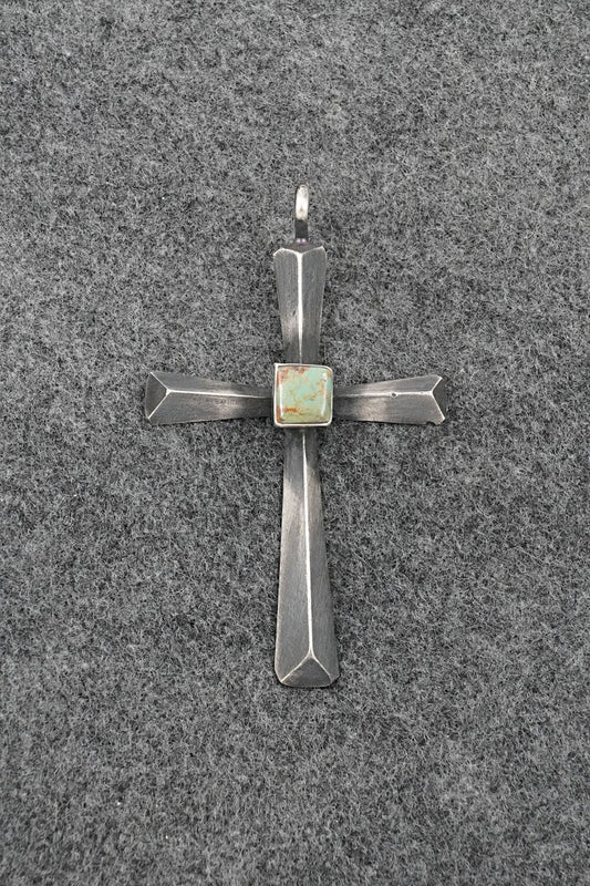 Turquoise & Sterling Silver Pendant - Raymond Betsoi