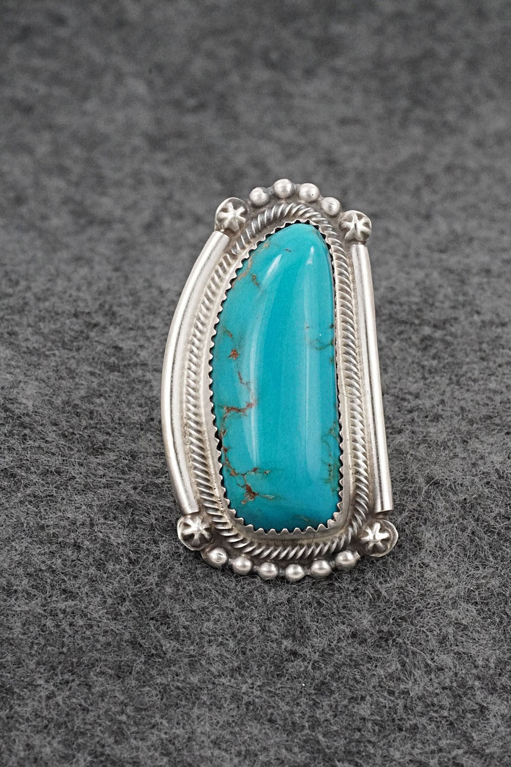 Turquoise & Sterling Silver Ring - Leslie Nez - Size 9.5