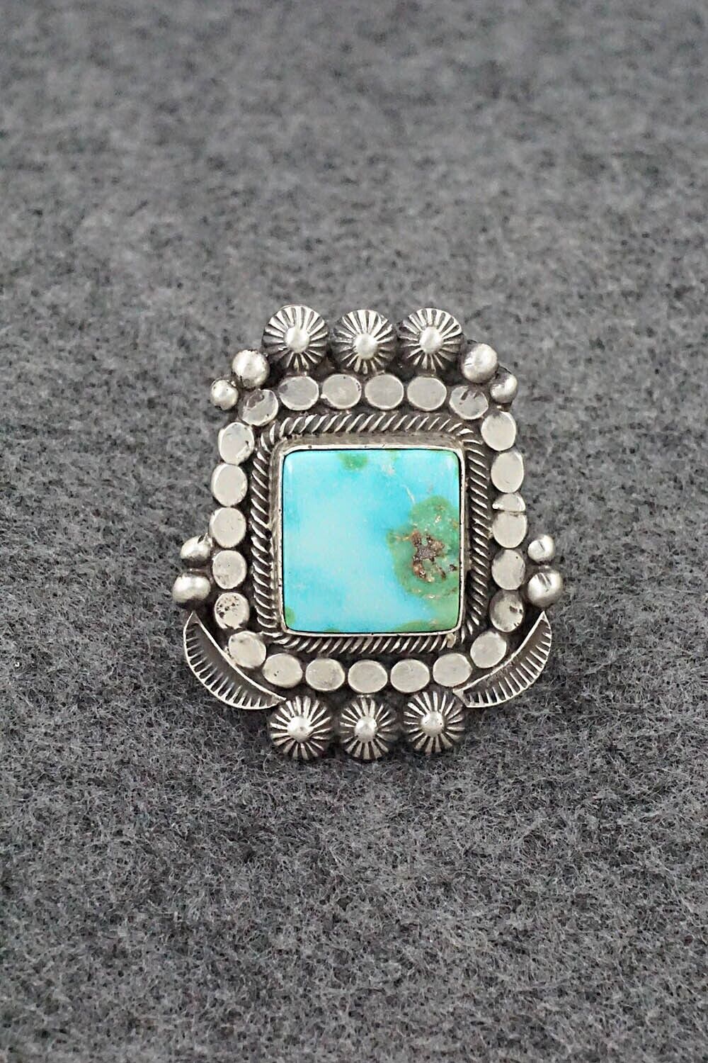 Turquoise & Sterling Silver Ring - Tom Lewis - Size 7.5