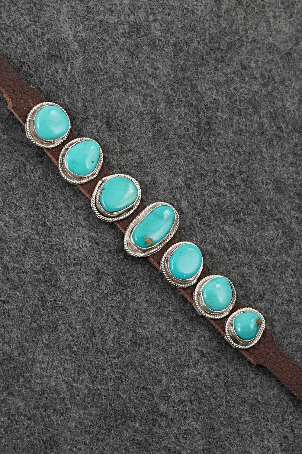 Turquoise, Sterling Silver & Leather Bracelet - Rosita Charlie