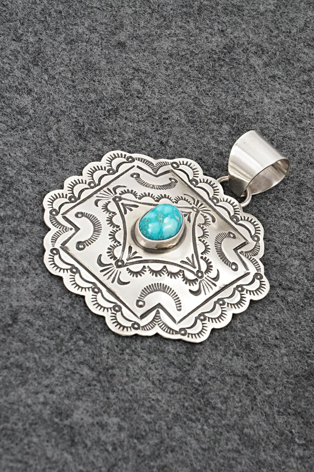 Turquoise & Sterling Silver Pendant - Arnold Blackgoat