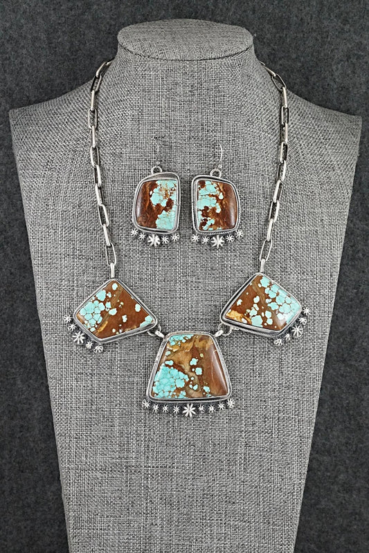 Turquoise & Sterling Silver Necklace and Earrings Set - Bobby Johnson