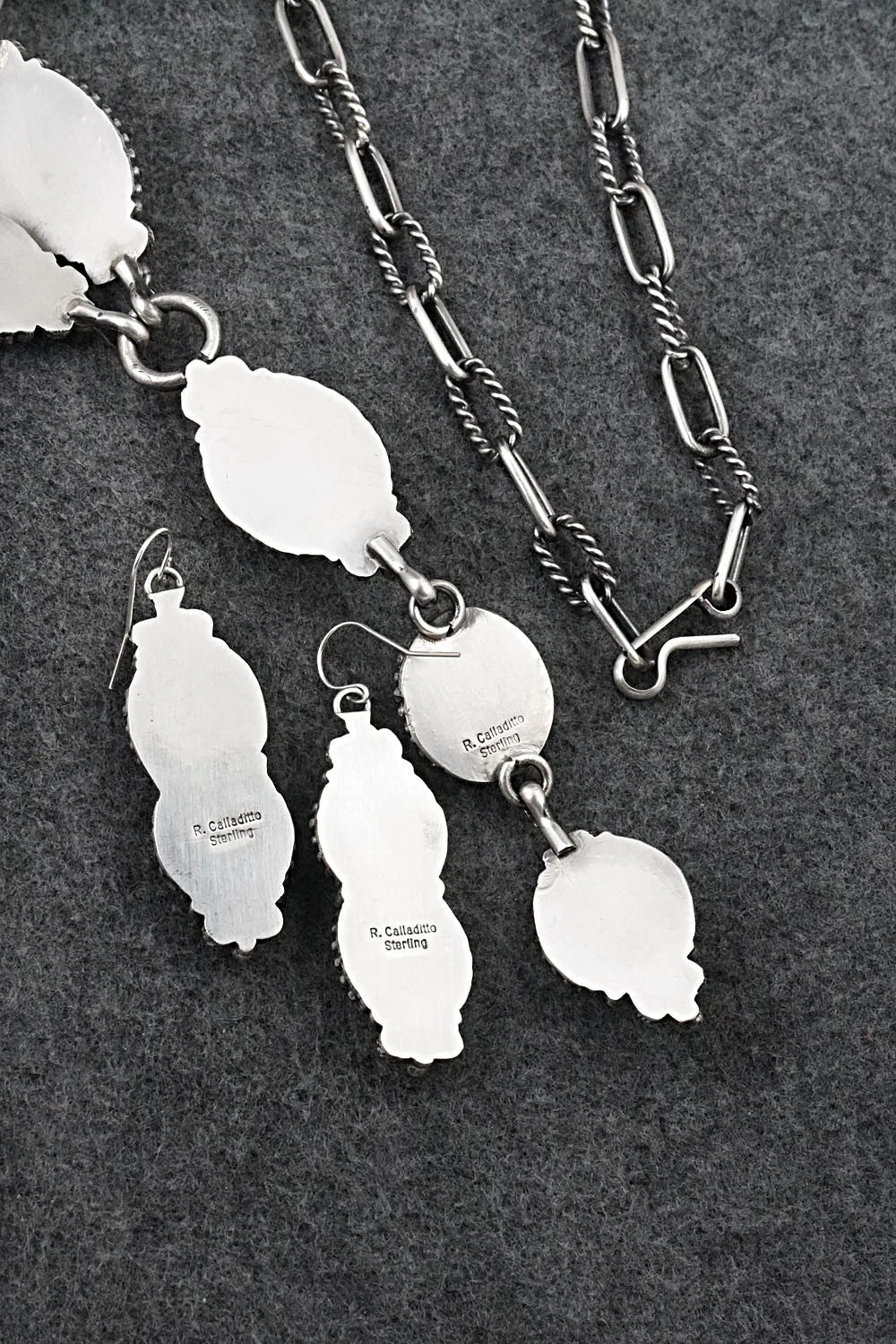 Turquoise & Sterling Silver Necklace and Earrings Set - Rosita Calladitto