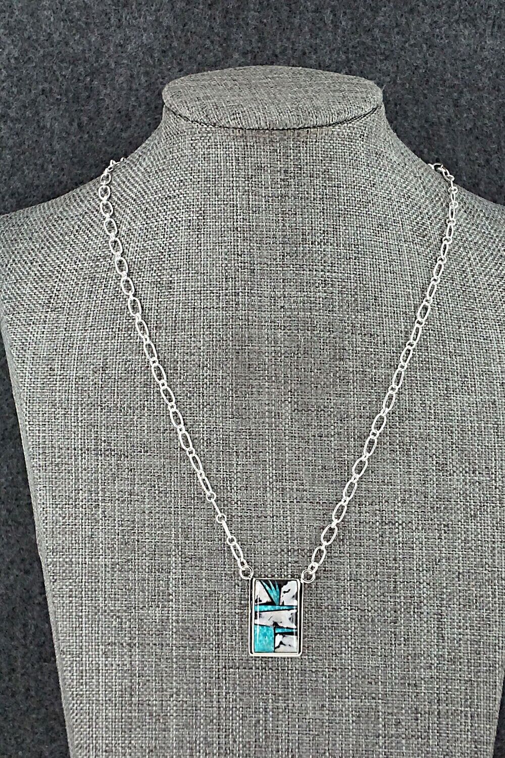 White Buffalo, Turquoise & Sterling Silver Necklace - Michelle Willie