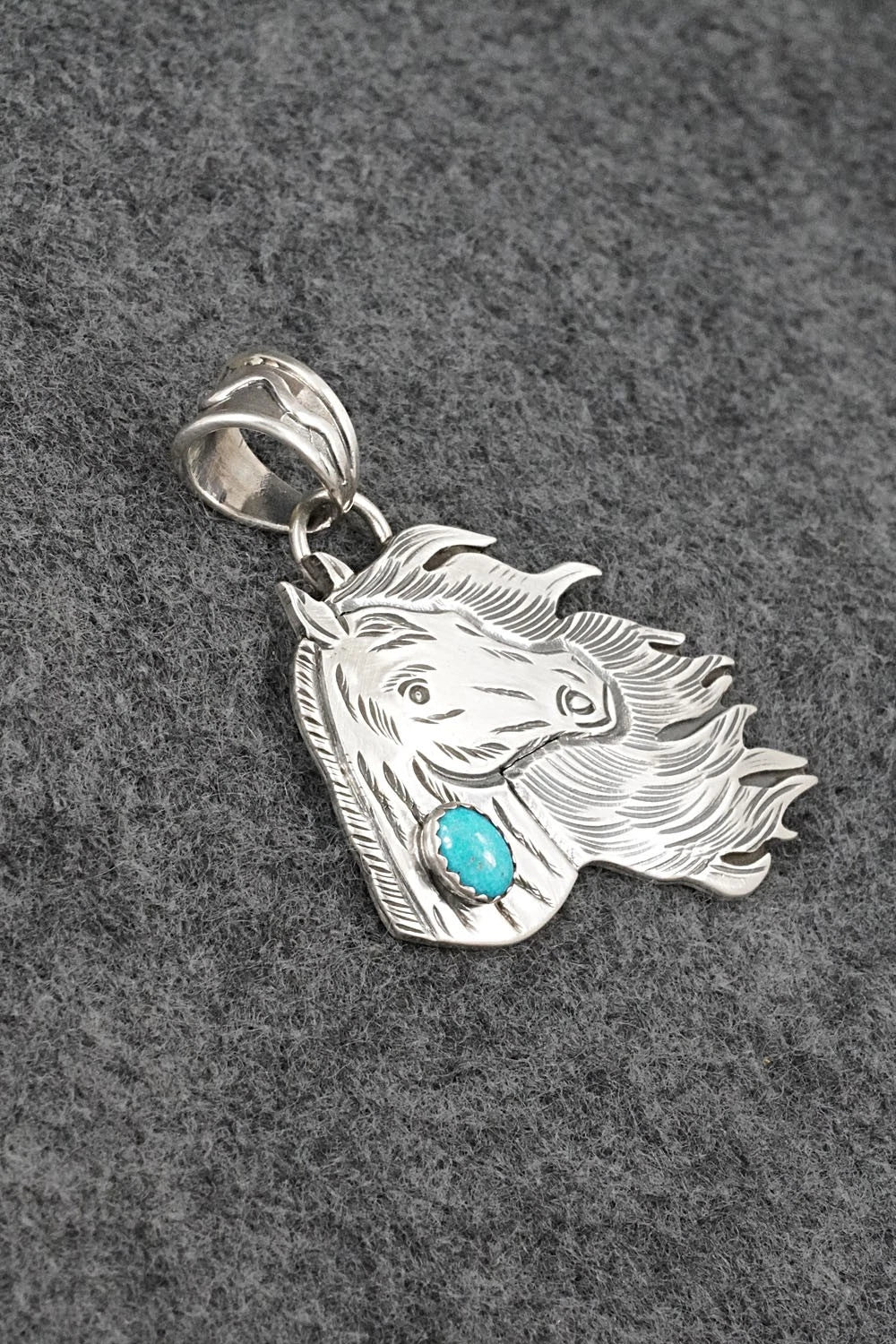 Turquoise & Sterling Silver Pendant - Jeremy Delgarito